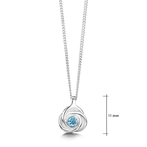 Reef Knot Small Pendant with Blue Topaz by Sheila Fleet Jewellery