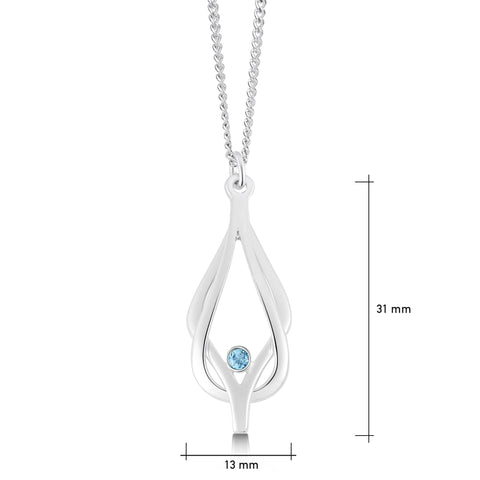 Reef Knot Pendant Necklace in Sterling Silver with Blue Topaz by Sheila Fleet Jewellery