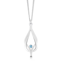 Reef Knot Pendant Necklace in Sterling Silver with Blue Topaz by Sheila Fleet Jewellery