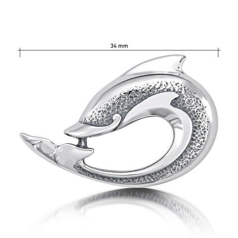 Dolphin Curve Brooch in Sterling Silver