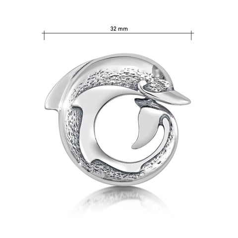 Dolphin Curl Brooch in Sterling Silver