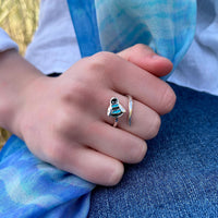 Bumblebee Sterling Silver Ring in Blue Enamel by Sheila Fleet Jewellery
