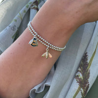 Honeybee Silver Stretch Bracelet with 9ct Yellow Gold Bee by Sheila Fleet Jewellery