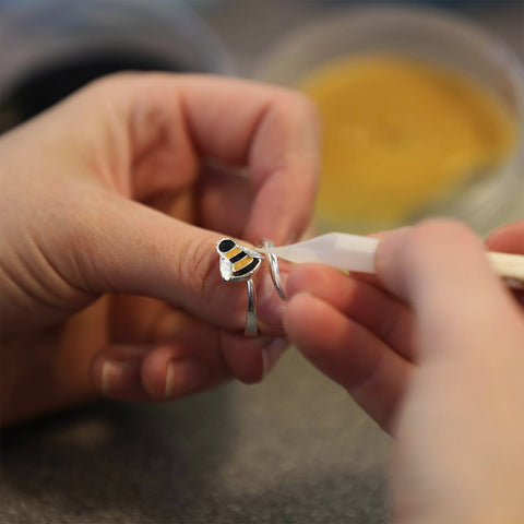 Bumblebee Enamel Ring in Sterling Silver by Sheila Fleet Jewellery