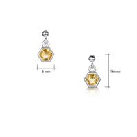 Honeycomb Sterling Silver Drop Earrings with Citrine by Sheila Fleet Jewellery