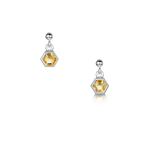 Honeycomb Sterling Silver Drop Earrings with Citrine by Sheila Fleet Jewellery