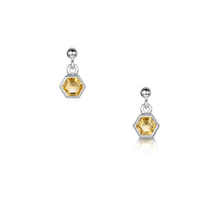 Honeycomb Sterling Silver Drop Earrings with Citrine by Sheila Fleet Jewellery