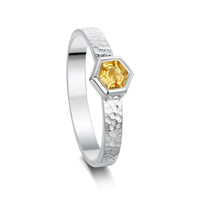 Honeycomb Silver Hexagon Ring with 4mm Citrine by Sheila Fleet Jewellery