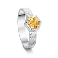 Honeycomb Silver Hexagon Ring with 6mm Citrine by Sheila Fleet Jewellery