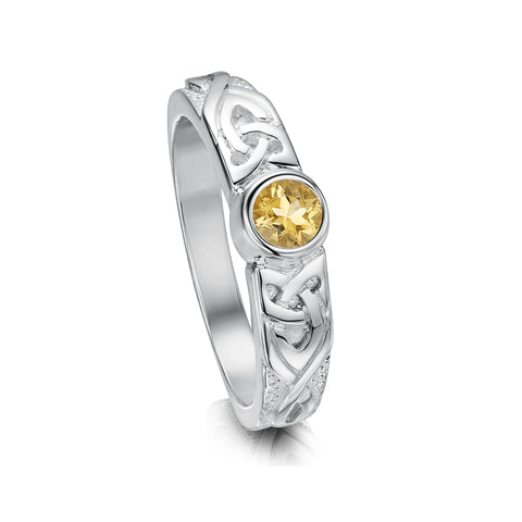 Celtic Knotwork Citrine Ring in Sterling Silver by Sheila Fleet Jewellery