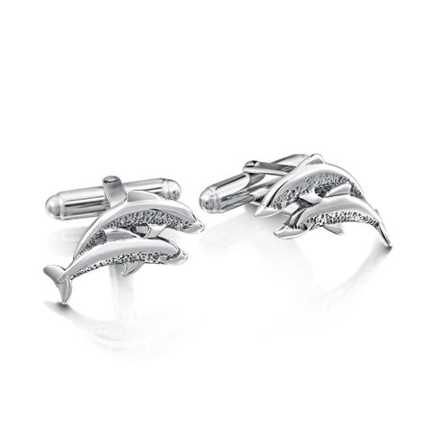 Dolphin Duo Cufflinks in Sterling Silver