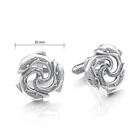 Dolphin Trio Cufflinks in Sterling Silver