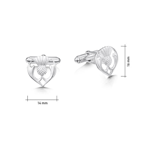 Thistle Cufflinks in Sterling Silver by Sheila Fleet Jewellery