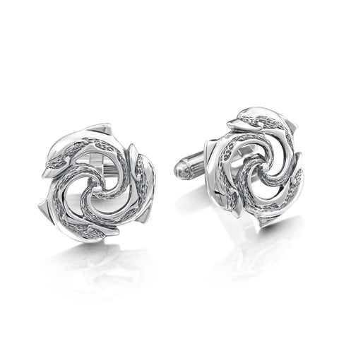 Dolphin Trio Cufflinks in Sterling Silver