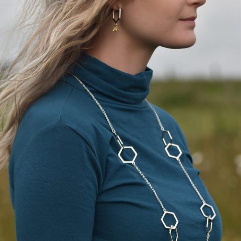 Honeycomb Medium 10-link Chain Necklace in Sterling Silver by Sheila Fleet Jewellery