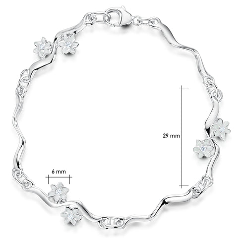 Daisies at Dawn Cubic Zirconia 6-flower Enamel Bracelet