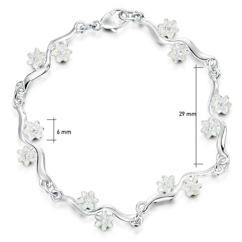 Daisies at Dawn Cubic Zirconia 12-flower Enamel Bracelet