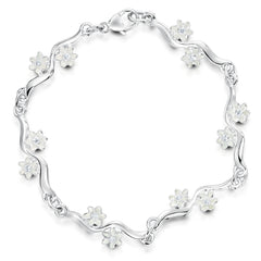 Daisies at Dawn Cubic Zirconia 12-flower Enamel Bracelet