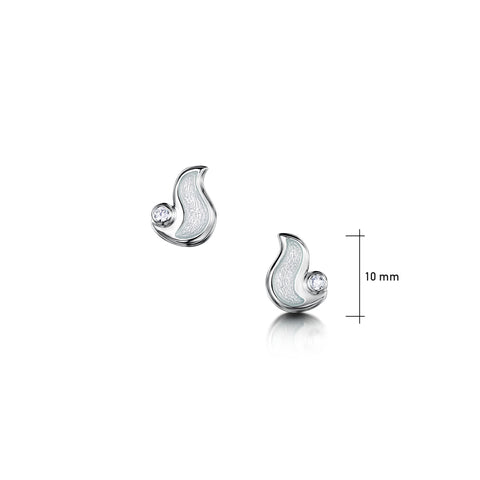 River Ripples Petite Cubic Zirconia Stud Earrings in Frost Enamel by Sheila Fleet Jewellery