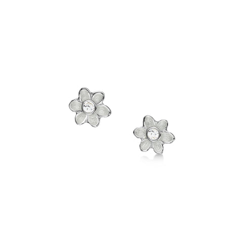 Daisies at Dawn Petite Enamel Stud Earrings with CZ