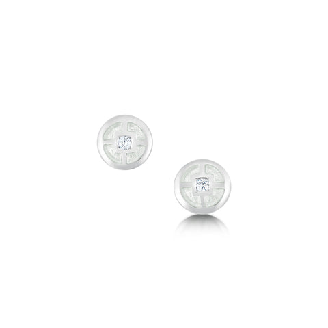 Mine Howe Petite CZ Stud Earrings in Crystal Enamel