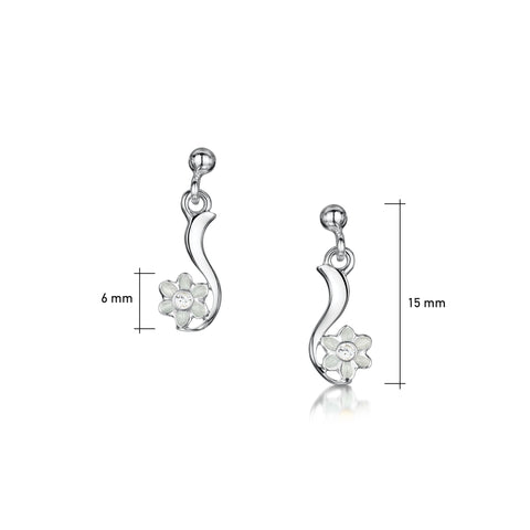 Daisies at Dawn Petite Enamel Drop Earrings with CZ