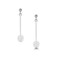 Mine Howe Long Cubic Zirconia Drop Earrings in Crystal Enamel