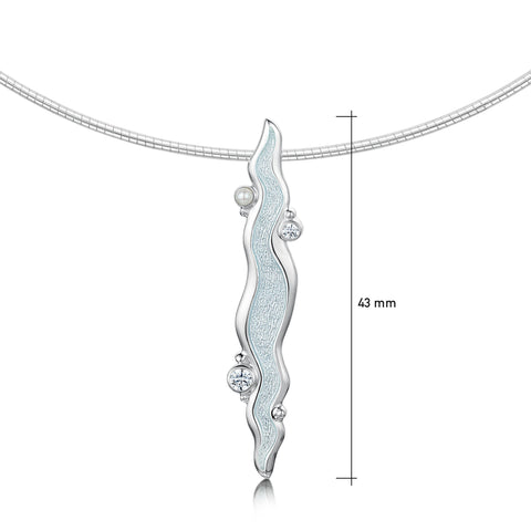 River Ripples Pearl & Cubic Zirconia Necklace in Frost Enamel by Sheila Fleet Jewellery