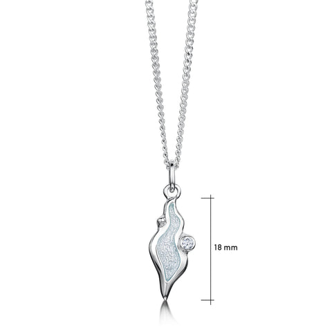 River Ripples Small Cubic Zirconia Pendant in Frost Enamel by Sheila Fleet Jewellery