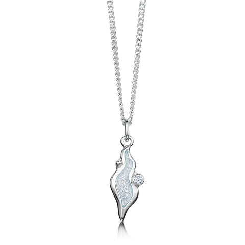River Ripples Small Cubic Zirconia Pendant in Frost Enamel by Sheila Fleet Jewellery