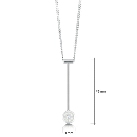 Mine Howe Long Cubic Zirconia Pendant in Crystal Enamel