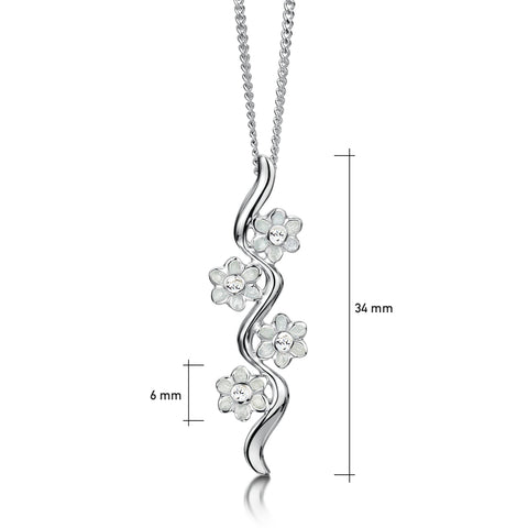 Daisies at Dawn 4-flower Cubic Zirconia Enamel Pendant by Sheila Fleet Jewellery