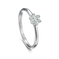 Daisies at Dawn Petite Enamel Ring with Cubic Zirconia by Sheila Fleet Jewellery