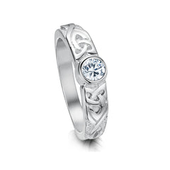 Celtic Knotwork Cubic Zirconia Ring in Sterling Silver by Sheila Fleet Jewellery