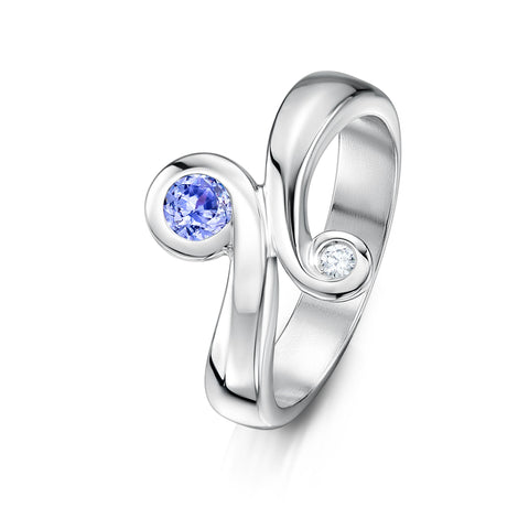 Silver Swirl Ring with Cubic Zirconia by Sheila Fleet Jewellery
