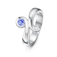 Silver Swirl Ring with Cubic Zirconia by Sheila Fleet Jewellery
