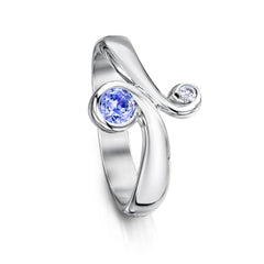 Silver Swirl Ring with Cubic Zirconia by Sheila Fleet Jewellery