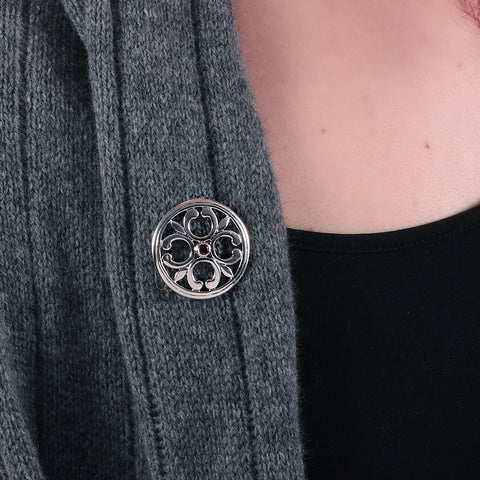 Garnet Cathedral Brooch in Sterling Silver by Sheila Fleet Jewellery