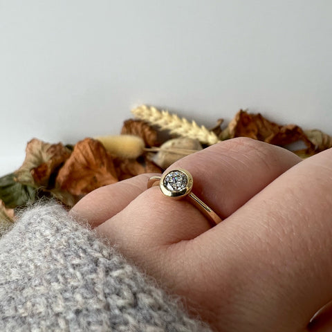 Contemporary 0.4ct Solitaire Diamond Ring in 9ct Yellow Gold by Sheila Fleet Jewellery