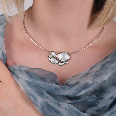 Shoreline Pebble Cluster Necklace in Crystal Enamel by Sheila Fleet Jewellery