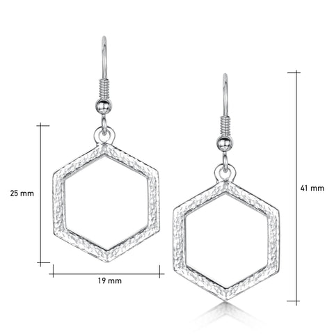 Honeycomb Small Drop Earrings in Sterling Silver by Sheila Fleet Jewellery
