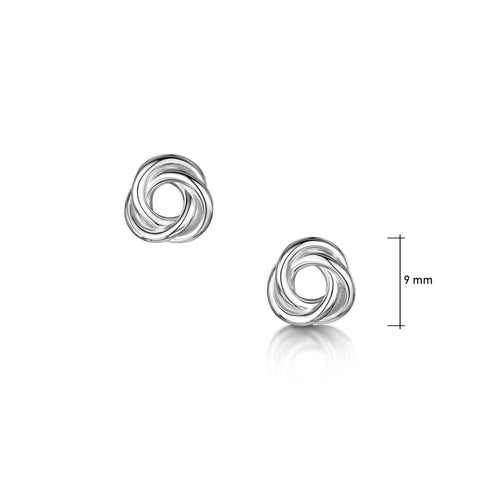 Reef Knot Stud Earrings in Sterling Silver by Sheila Fleet Jewellery