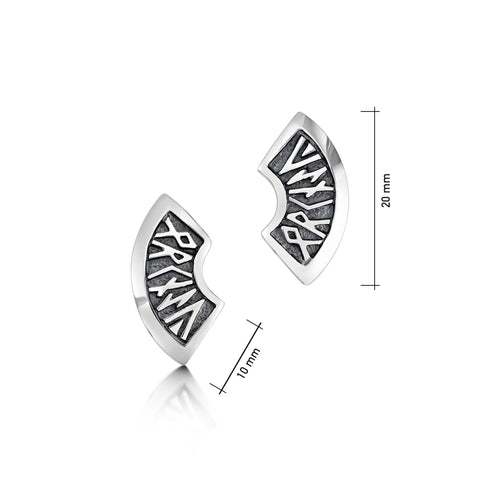 Runic 'Orkney' Small Stud Earrings in Sterling Silver