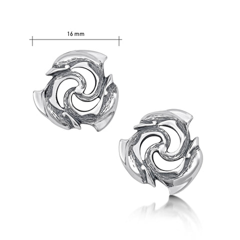 Dolphin Trio Small Stud Earrings in Sterling Silver by Sheila Fleet Jewellery