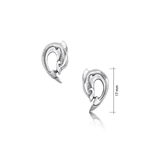 Dolphin Curve Stud Earrings in Sterling Silver