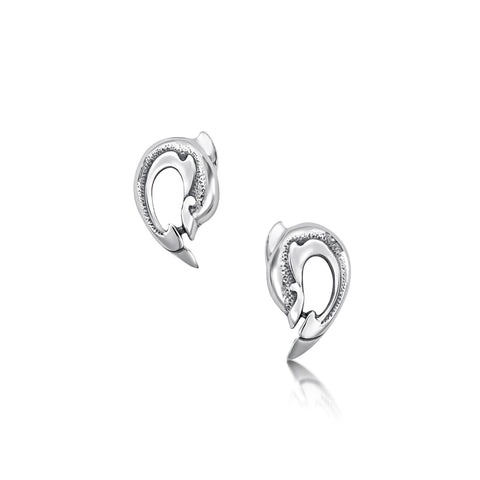 Dolphin Curve Stud Earrings in Sterling Silver