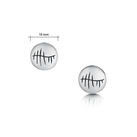Ogham Small Stud Earrings in Sterling Silver by Sheila Fleet Jewellery