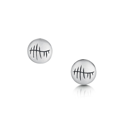 Ogham Small Stud Earrings in Sterling Silver by Sheila Fleet Jewellery