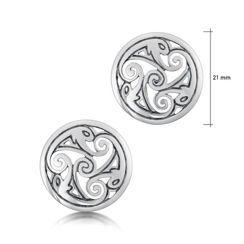 Birsay Disc Stud Earrings in Sterling Silver