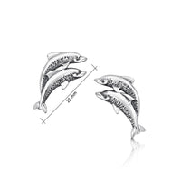 Dolphin Duo Stud Earrings in Sterling Silver